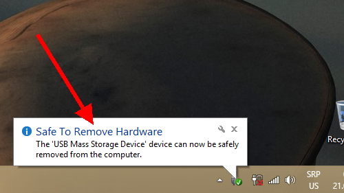 Potvrda da možete isključiti USB FLASH memoriju